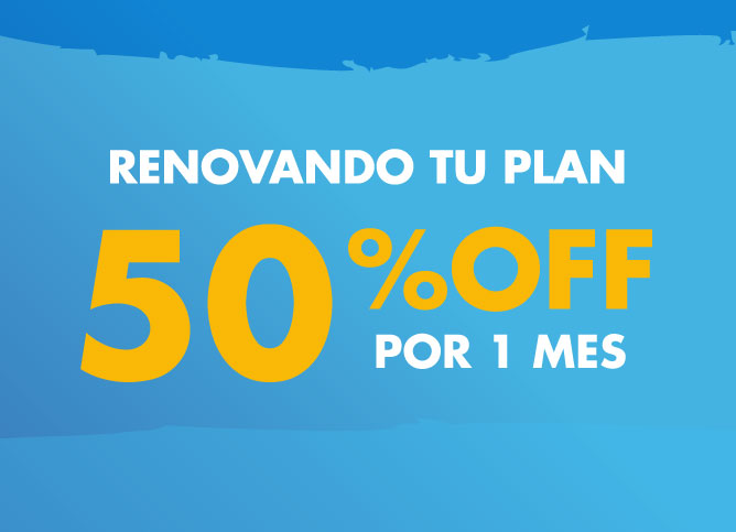50% OFF por 1 mes para renovaciones